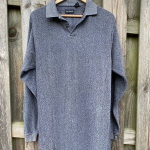 Marc Edwards Soft Rib Knit Long sleeve Polo collared button neck black S…